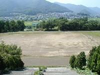 荒神山陸上競技場のトラックの全景の写真画像