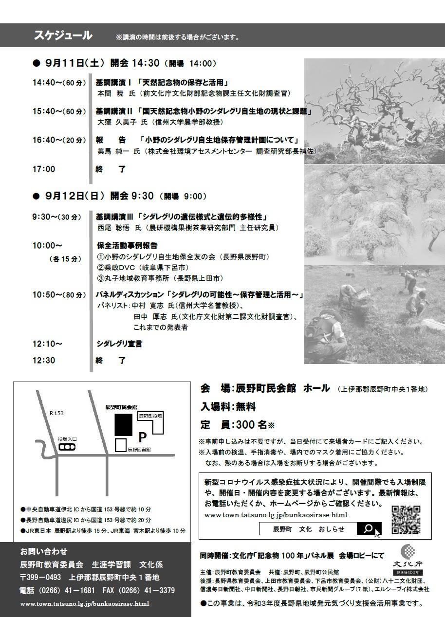 シダレグリシンポジウムのチラシの裏画像