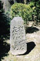 右八いせ道,左八江戸道と彫られた石の写真