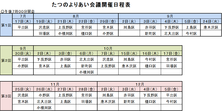 よりあい会議開催日程