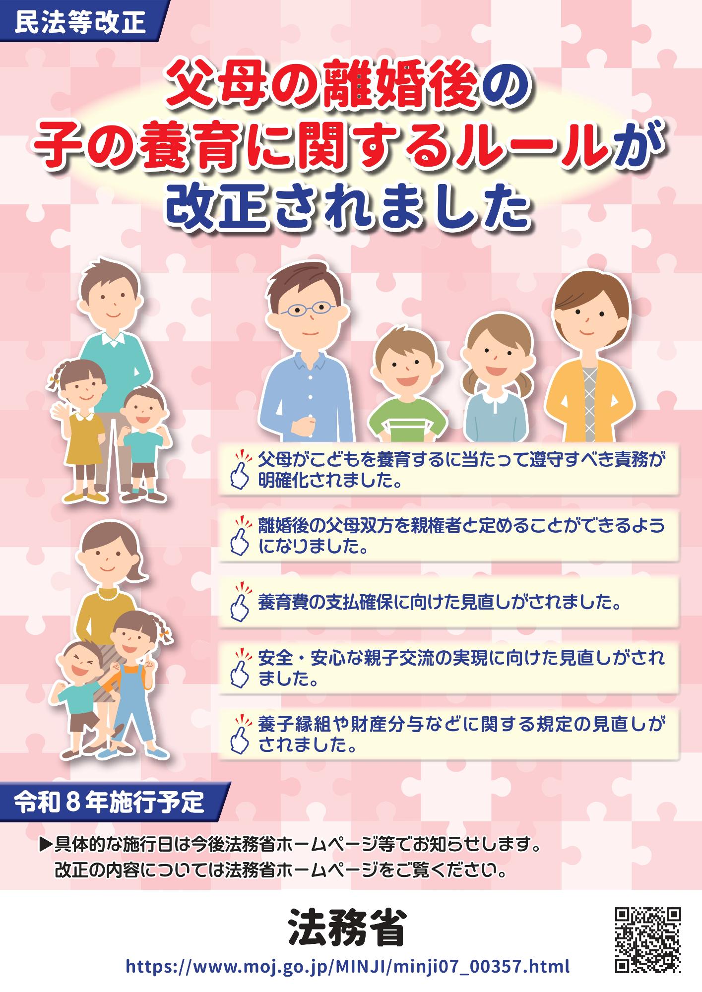 父母の離婚後の子の養育に関するルールが改正されました