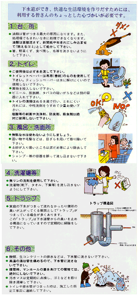 下水道を利用するためのその他のポイントを示した画像