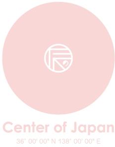 画像：「日本のど真ん中ロゴ」の縦デザイン3（薄ピンク）